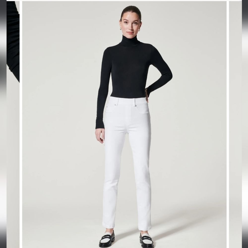Spanx Ankle Straight Leg Jeans, White petite
